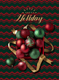 圣诞彩球 金色丝带 拼色背景 圣诞节海报设计PSD ti375a10315