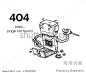 Page Not Found Error 404. A hand drawn vector layout template of a broken robot for your website projects.