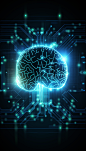 绿色科技风人工智能AI大脑图片