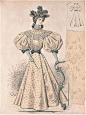 #19th fashion##服装#1895年的时尚插画～夸张迷人的大袖子啊～ ​​​​