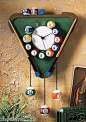 Pool Balls Triangle Billiard Table Wall Clock Room Decor Quartz Clock: 