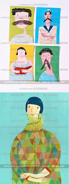 190张厚涂风格艺术插画图片 油画几何极简扁平风 欧美装饰画-淘宝网