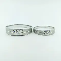 18K白金钻石情侣结婚戒指对戒钻戒男女一对简约钻石戒指真金真钻