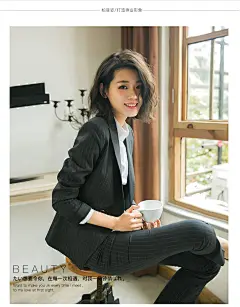 条纹西装套装女职业装ol女士西服正装大学生气质商务面试装工作服-tmall.com天猫