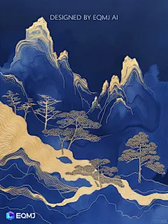 大美国风丨EQMJ AI绘制绝美克莱因蓝山水画 - 小红书