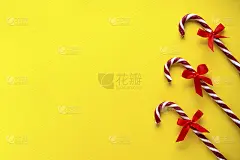 Christmas concept. Christmas candies cane with a r