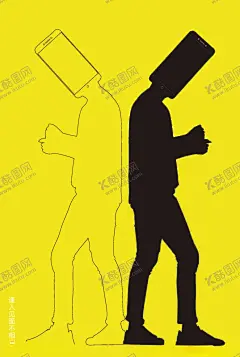 公益海报-手机的危害 【酷图网】公益,公益海报,公益广告,手机,玩手机,低头玩手机,手机的危害,置换同构,低头,陌生,孤僻,人,矢量,AI
