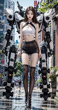 ai绘画之，美女与巨型机甲，刚与柔的结合-今日头条