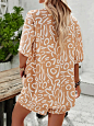  Women EU / US Size2 Pieces SetsVacation Daily Bolero Top Baggy Shorts Short Sleeve Shirt Collar Geometric Printing Leaves Print Casual Daily Weekend Black White Pink Spring & Summer Loose Fit
