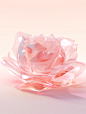 a 3D rose lying on the white clear background, in the style of 3D, C4d, vray material, soft, on the white clear background