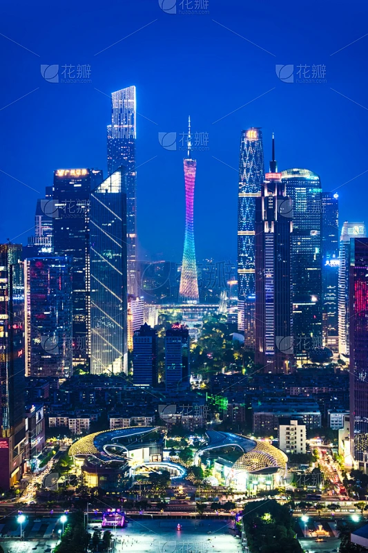 广州,夜晚,商务,暗色,照明设备,交通,黄昏,现代,著名景点,商业金融和工业素材-花瓣网