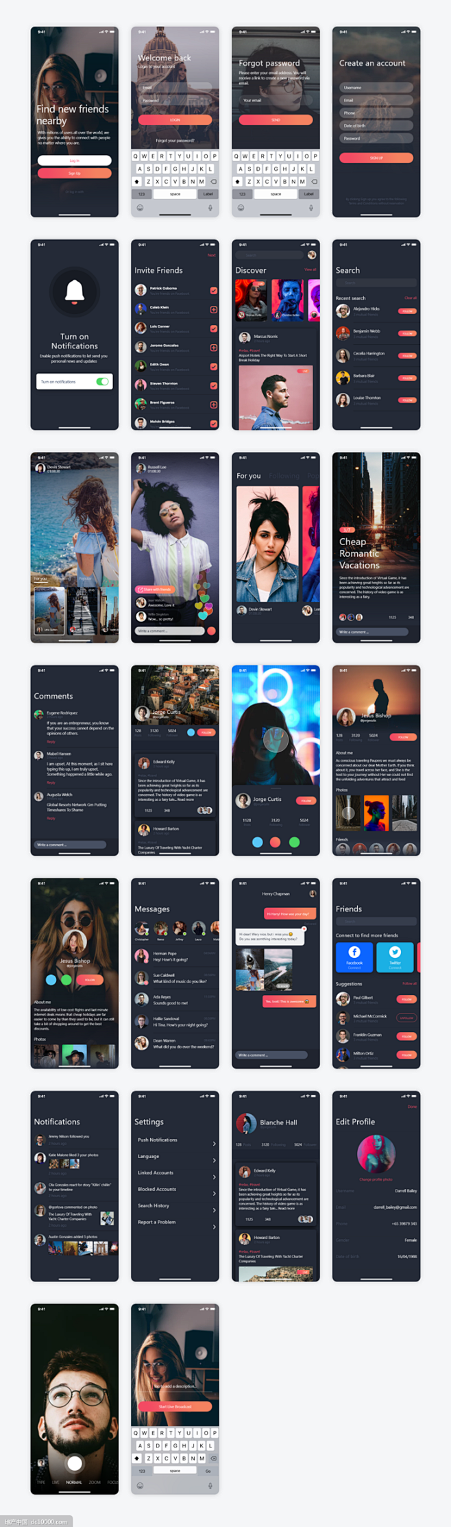 短视频社交app ui .sketch素...