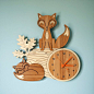 Fox Clock Wood Bamboo Woodland Animal Wall by ... | Lumberjack Nurser…