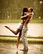 love is kissing in the rain