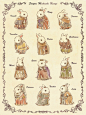 [复古小兔] 继中世纪复古猫猫们后又出现了中世纪复古十足的兔兔们~是不是同样可爱十足呢！我觉得如果能制作成一套橡皮章子该有多美好啊~