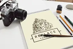 相机时尚展示绘画场景样机