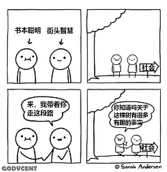 真实的街头智慧：根据亲身经历出一篇攻略《这段路避坑指南》，大家可别遭我的那些罪呀。
虚假的街头智慧：我当年就是这么走过来的，你现在也必须走这段路，而且必须把这些坑都踩一遍，不然学不会。
真实的书本聪明：这些坑在历史上已经有许多人掉进去了，现在我跟你分享一些这段路的不同种类的成功走法。
虚假的书本聪明：猫的尿液是夜光的，猪无法看到天空，章鱼的血是蓝色的，大象不会跳……