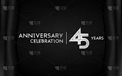 45周年庆典标志，黑色背景上多线性隔离字体