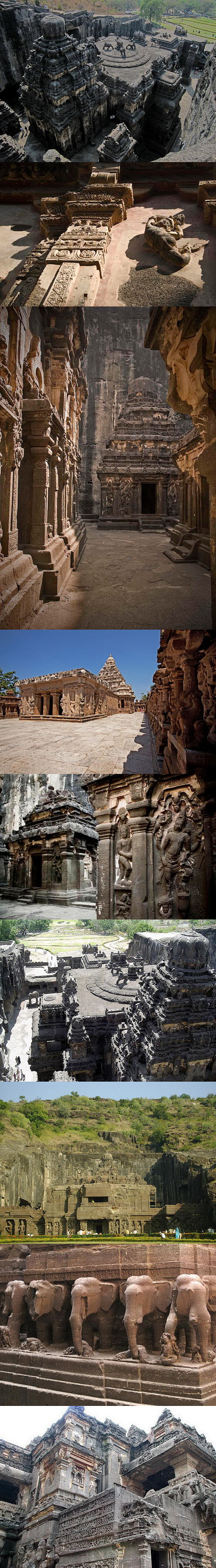 印度的石窟寺，是垂直挖下去，通过顶部开始...