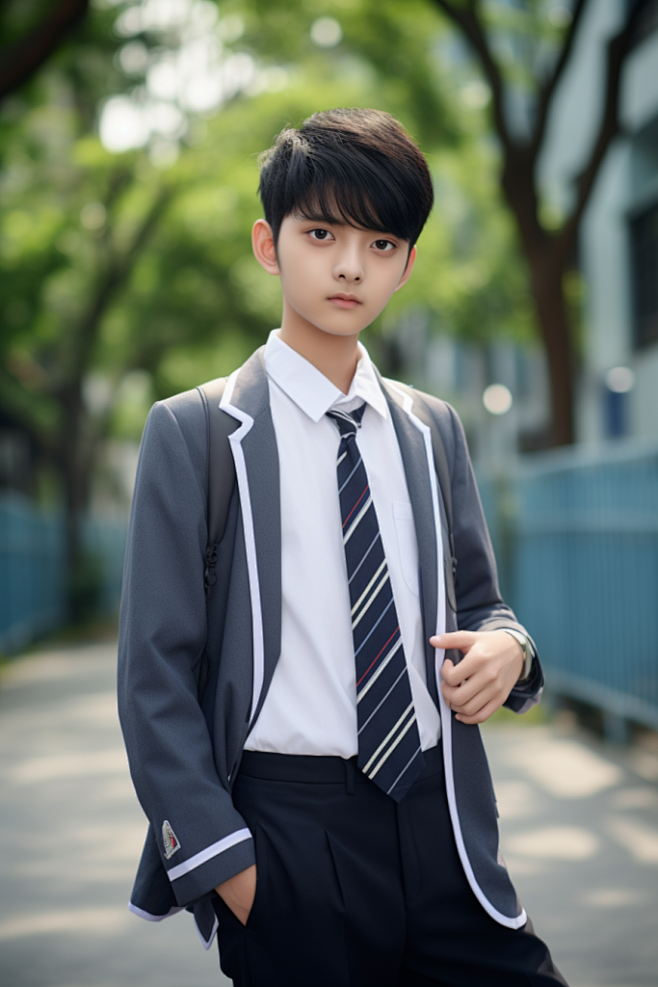 青春洋溢的学院风活力男学生