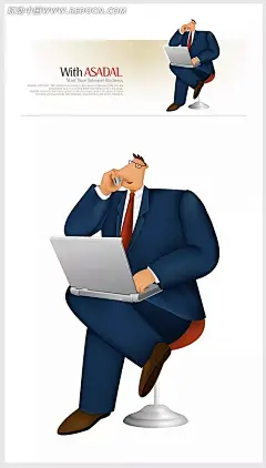 打着电话玩电脑的西装男时尚插画PSD分层素材|PSD素材|绘画设计|卡通人物|漫画人物|人物插画|矢量人物|手绘人物|水彩插画|打电脑的人|打电脑的手|打电脑的男人|帅气的西装男