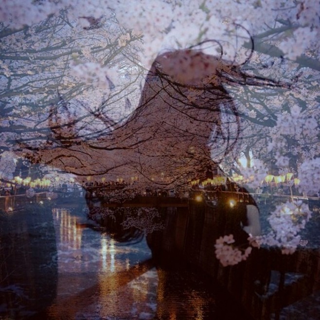 樱花双重曝光女生头像