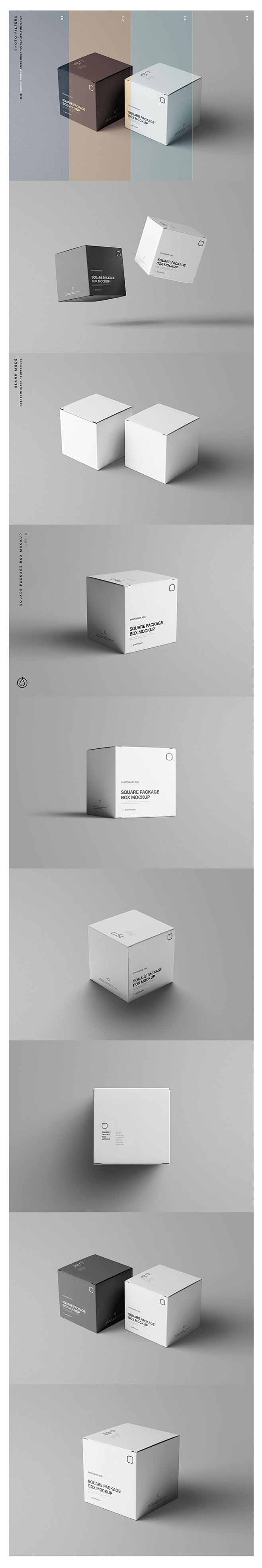 高端立体正方形包装盒盒子设计品牌VI样机...
