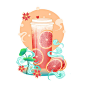 手绘卡通国潮奶茶饮品原创插画素材奶茶元素