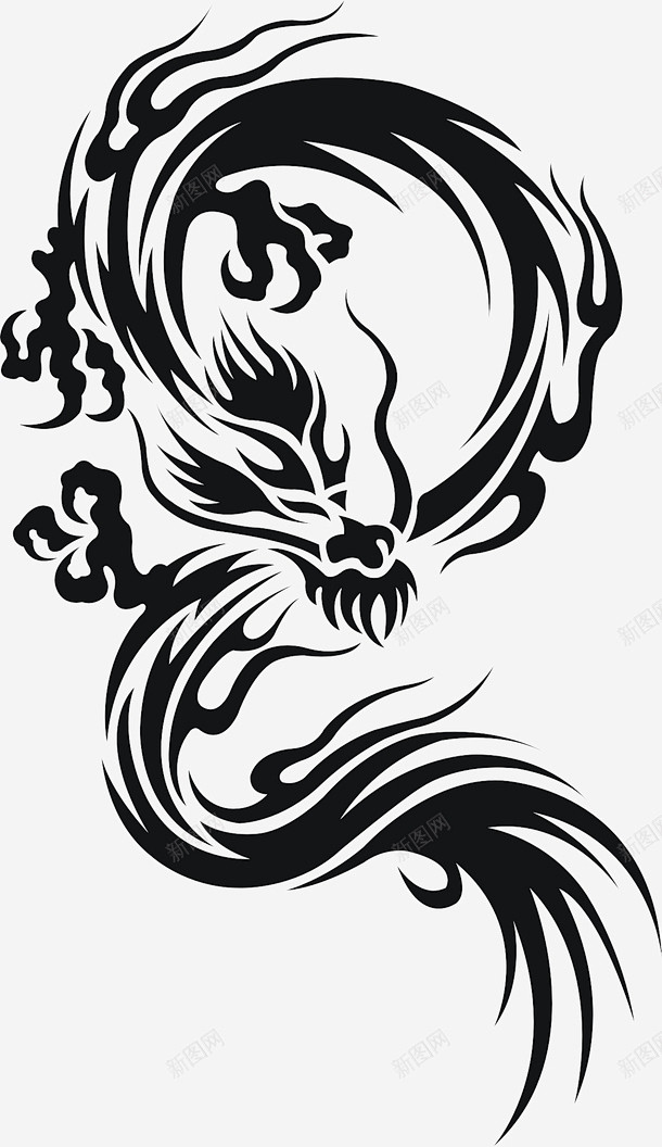 图腾中国龙纹身手绘 页面网页 平面电商 ...