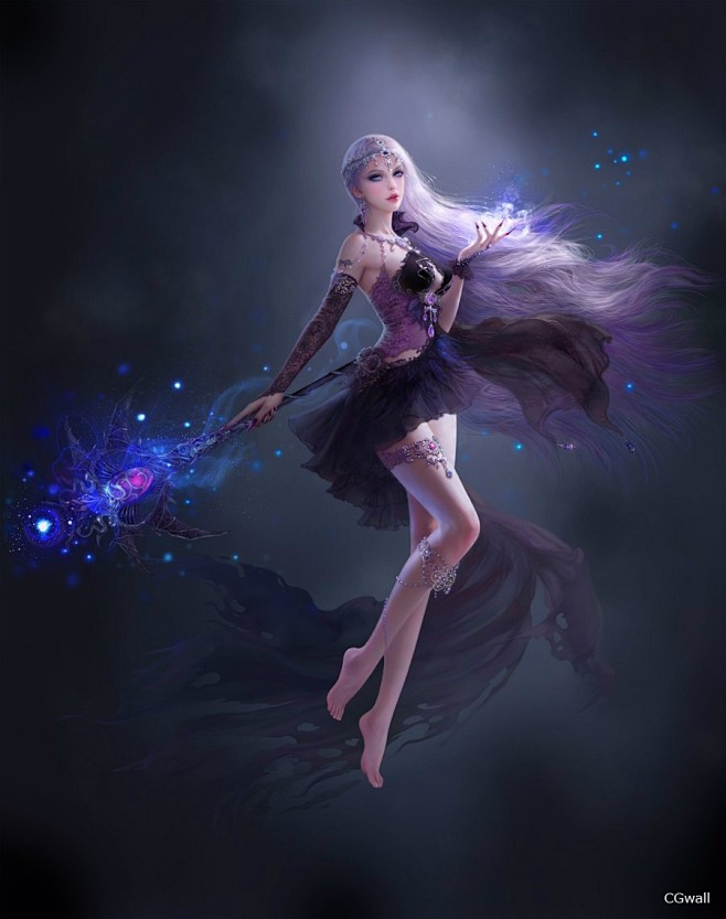 CGwall游戏原画网站_法师美女插画