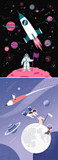 【源文件下载】 童话 插画 儿童 梦幻 宇宙 宇航员 火箭 星球 太空 科幻 月球