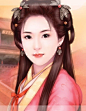 柳叶眉清浅画意，明眸朱唇乌丝绕。#插画美人# #古韵# #古装美人#