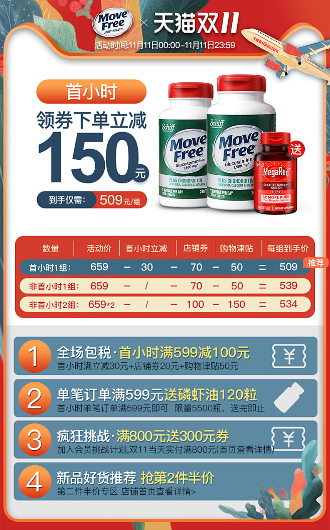 Schiff Move Free高钙氨糖...