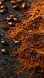 植物通用实景咖啡豆咖啡粉场景背景图片素材