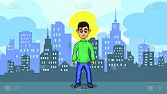 绘画插图,男人,云,街道,矢量,城市,男孩,白昼,日光,步行
