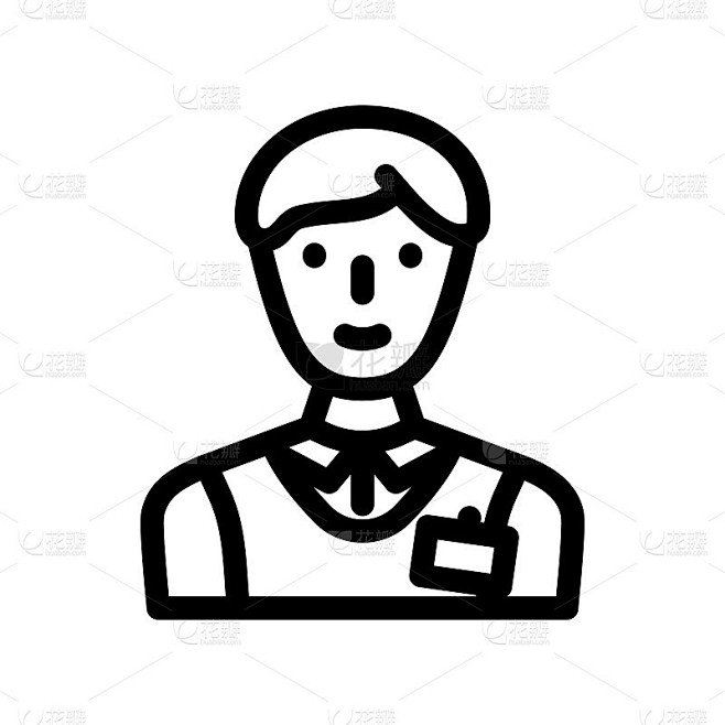售货员商店线图标矢量插图