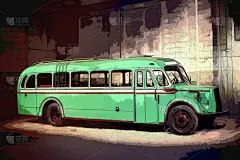 巴士,摆拍,插画,卡通,单色图片,水平画幅,符号,欧洲,陆用车,古典式