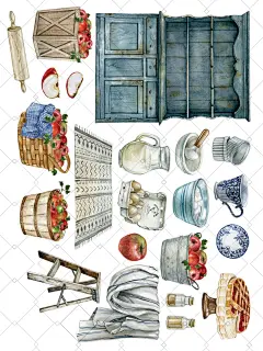 水彩04牛奶鸡蛋插画设计素材水彩插画jpg素材不分层整张小插画