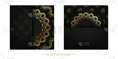 模板祝贺小册子在黑色与黄金印度模式
