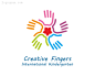 标志说明：创意手指国际幼儿园logo设计欣赏。
