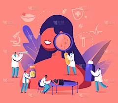 健康保健,女人,概念,人,巨大的,问题,绘画插图,美容,拜访