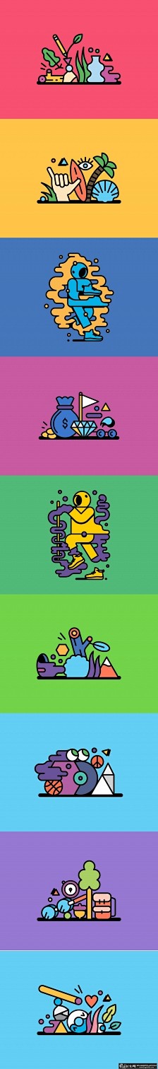创意图形设计 创意卡片设计 创意插画花设...