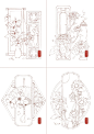 古风花卉线稿四宫格合集 - 小红书