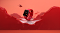 ls7623_a_red_apple_wear_watch_in_a_red_background_in_the_style__9c20d71d-fc95-44f3-8f86-a07b4ba052e8