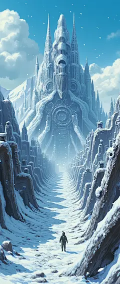 (杰作:1.2,卓越品质,镜子般的, 电影般的体验 , 最佳插图 :2.0, 超级详细.2.0),16千,壁纸,(古城的废墟:2.0),(一个古老机械文明的遗迹, 已倒塌的先进古城:2.0),(挤满未知古老雕像 :2.0),( 雪山:2.0),(暴风雪:2.0),( 吉卜力工作室:2.0),( 动画艺术 ),( 动态的:2.0),(壮丽的景观:2.0)