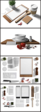 VI 素材 国外 设计 平面 智能贴图 餐厅 饭店 咖啡 餐饮 食品行业 VI素材 智能贴图 模板下载 PSD样机效果图 