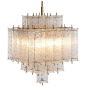 Brass and Structured Glass Chandelier 1