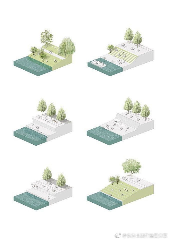 分享几组滨水景观断面分析图#景观空间设计#