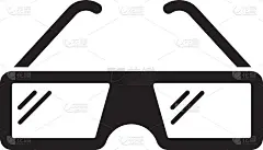 数字立体投影眼镜在影院观看3D电影概念矢量字形图标设计，游戏小工具符号在白色背景