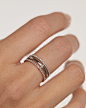 Track 钻石和白金戒指 - 18K solid white gold